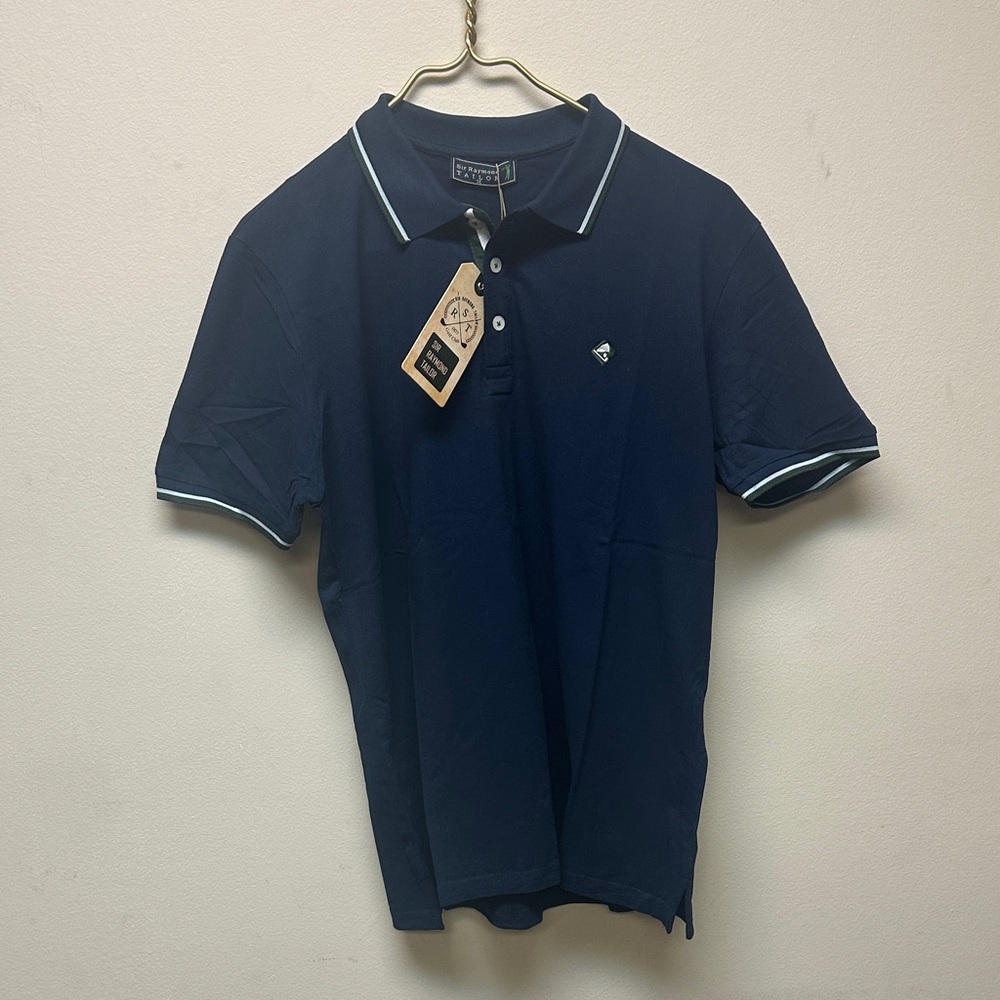 Raymond Dark Blue Polo with White Accents